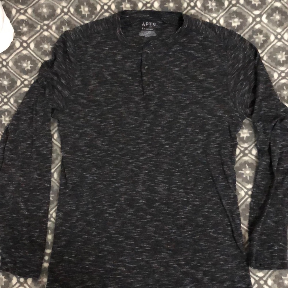 Grey Buttoned Long Sleeve Tee